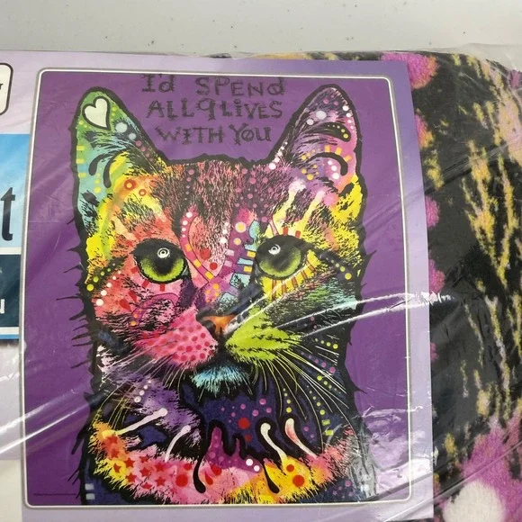 Dawhud Direct Dean Russo Cat Fleece Throw Blanket 50x60 Multi 9 Lives Pop Art - Picture 2 of 4